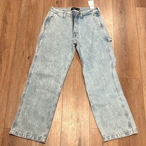 NWT men’s authentic rigid denim baggy 31 32 light blue wash jeans Abercrombie